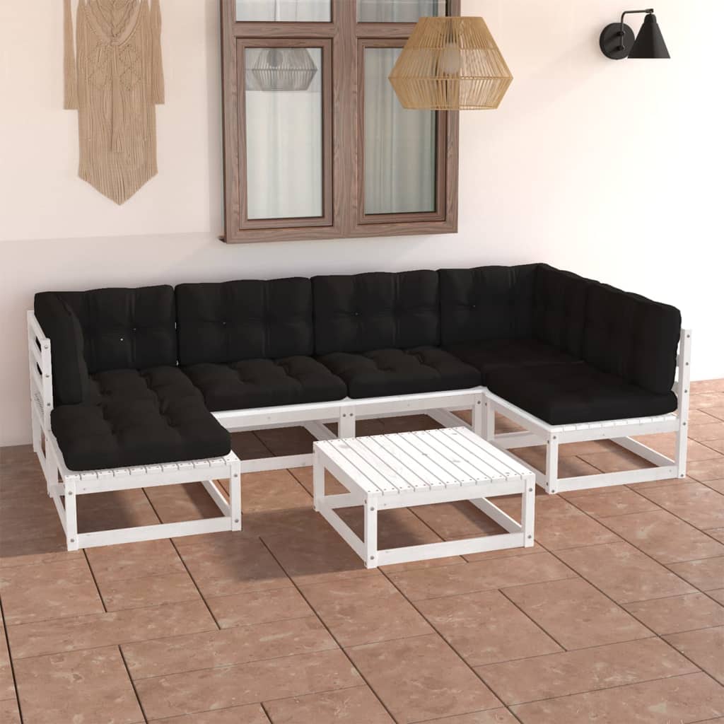 vidaXL 7-tlg. Garten-Lounge-Set mit Kissen Massivholz Kiefer