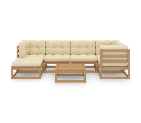 vidaXL Sodo komplektas su pagalvėlėmis, 7 dalių, pu&scaron;ies masyvas