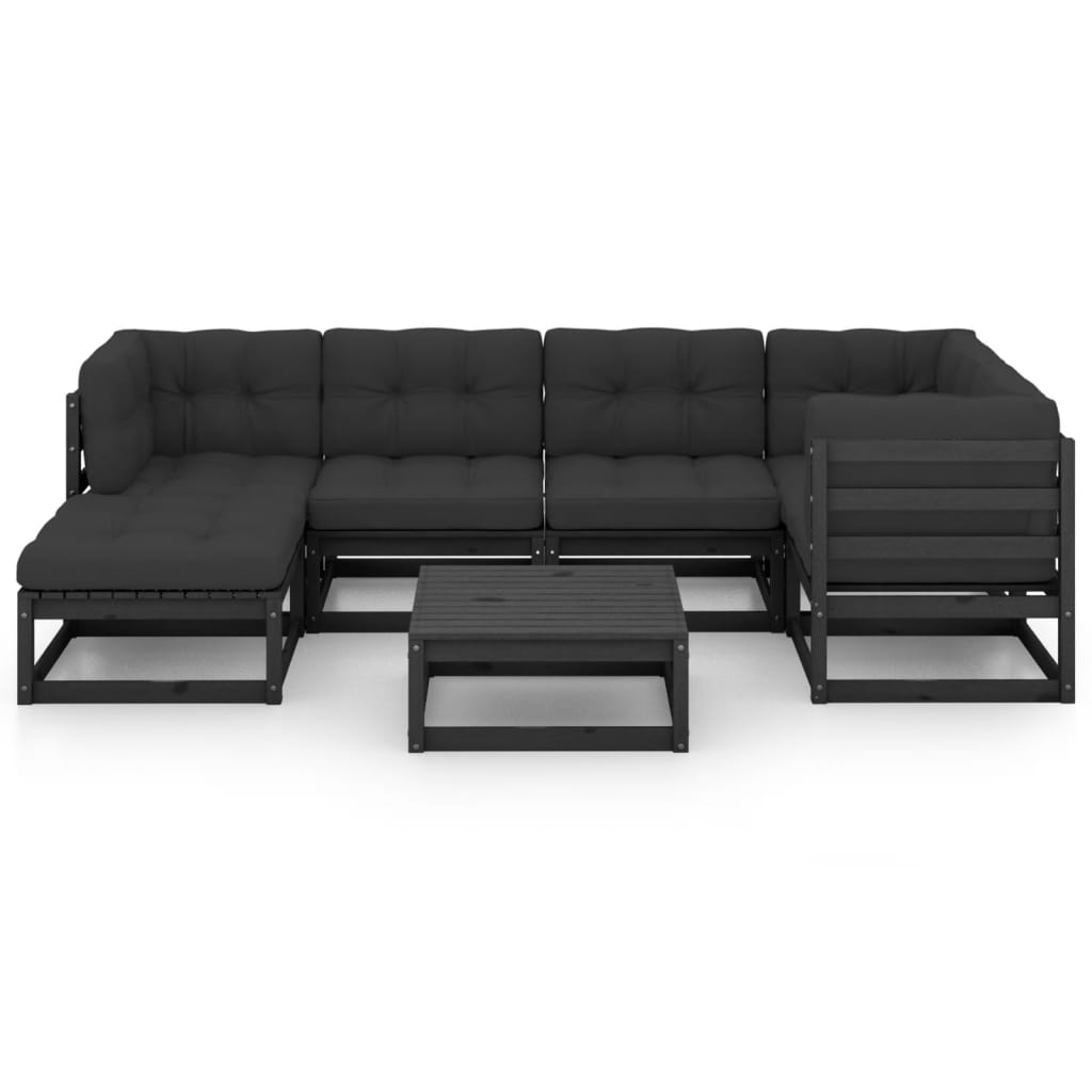 vidaXL 7-delige Loungeset met kussens massief grenenhout afbeelding