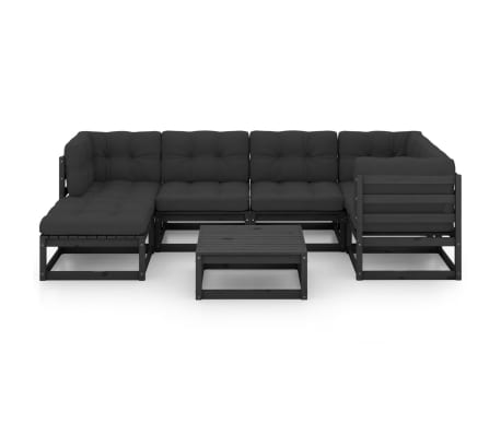 vidaXL 7-delige Loungeset met kussens massief grenenhout