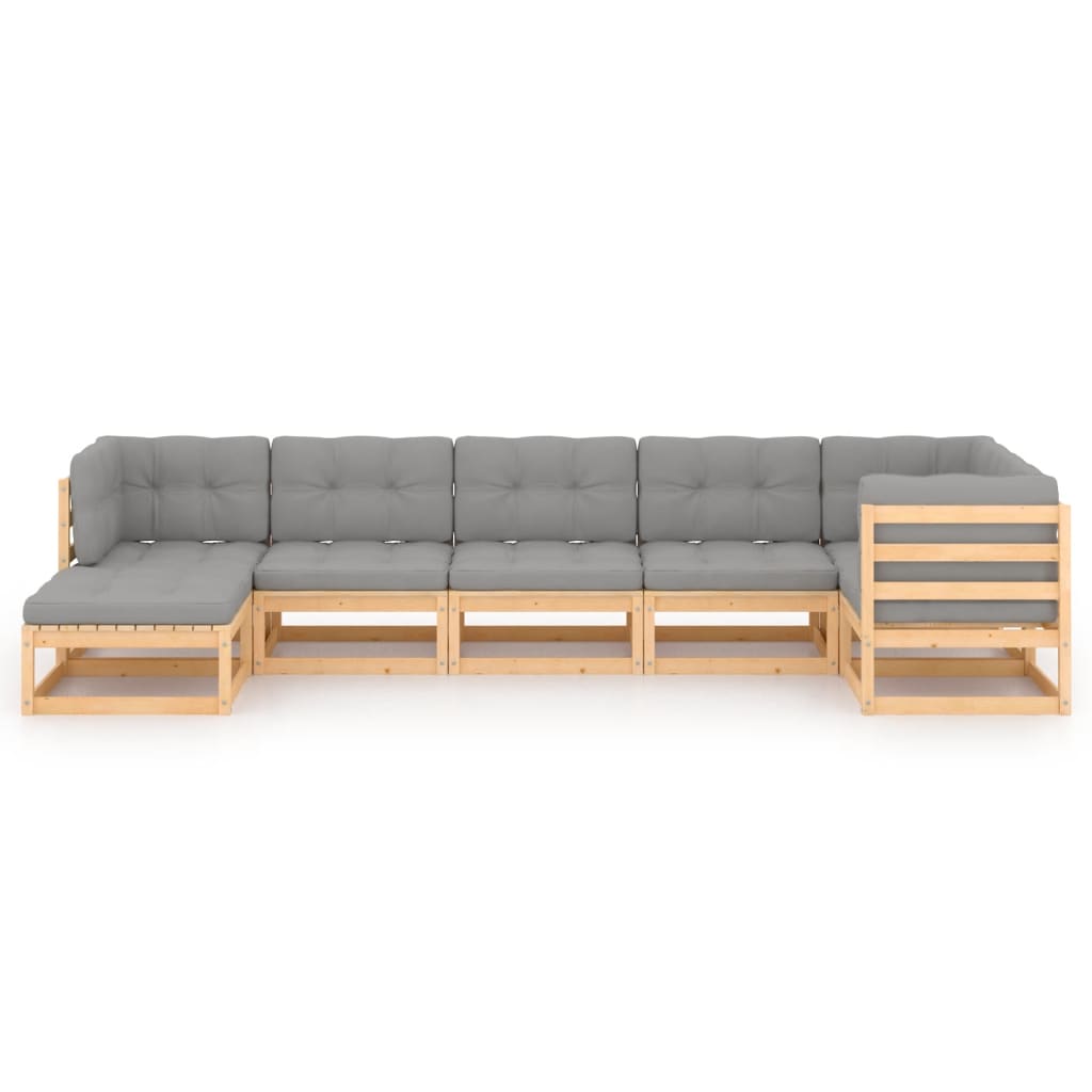 

vidaXL 7-delige Loungeset met kussens massief grenenhout