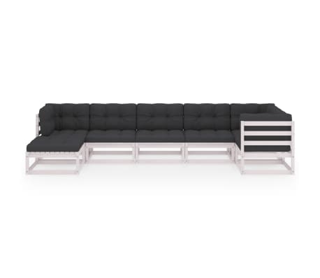 vidaXL 7-tlg. Garten-Lounge-Set mit Kissen Massivholz Kiefer