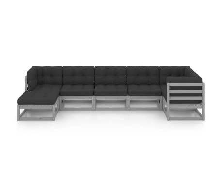 vidaXL 7-tlg. Garten-Lounge-Set mit Kissen Massivholz Kiefer