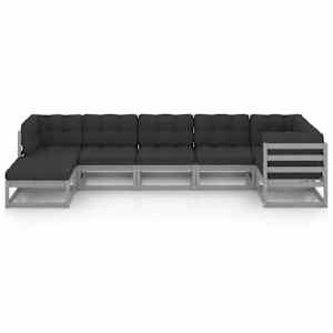 vidaXL 7-tlg. Garten-Lounge-Set mit Kissen Massivholz Kiefer