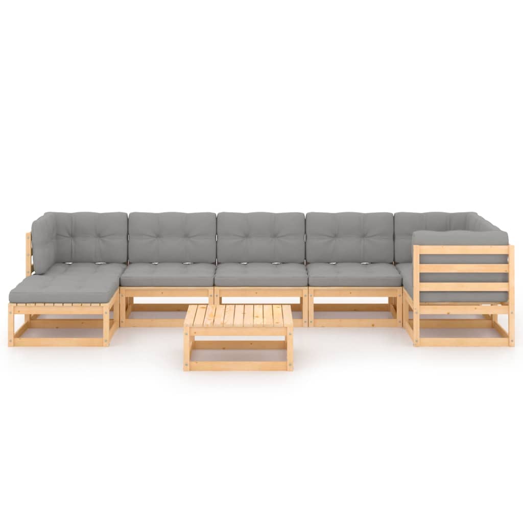 

vidaXL 8-delige Loungeset met kussens massief grenenhout