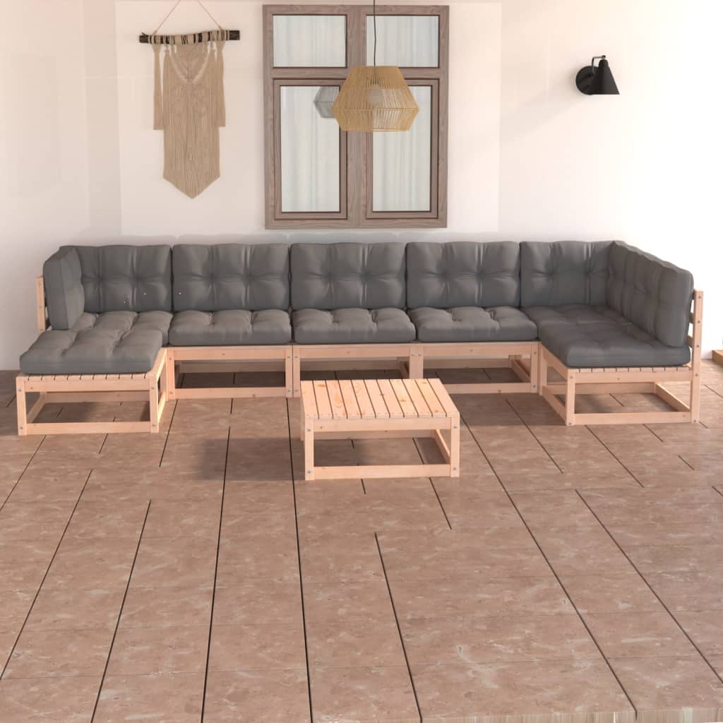 vidaXL 8-tlg. Garten-Lounge-Set mit Kissen Massivholz Kiefer