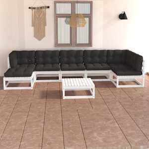 Vrtna sedežna garnitura 8-delna z blazinami trdna borovina