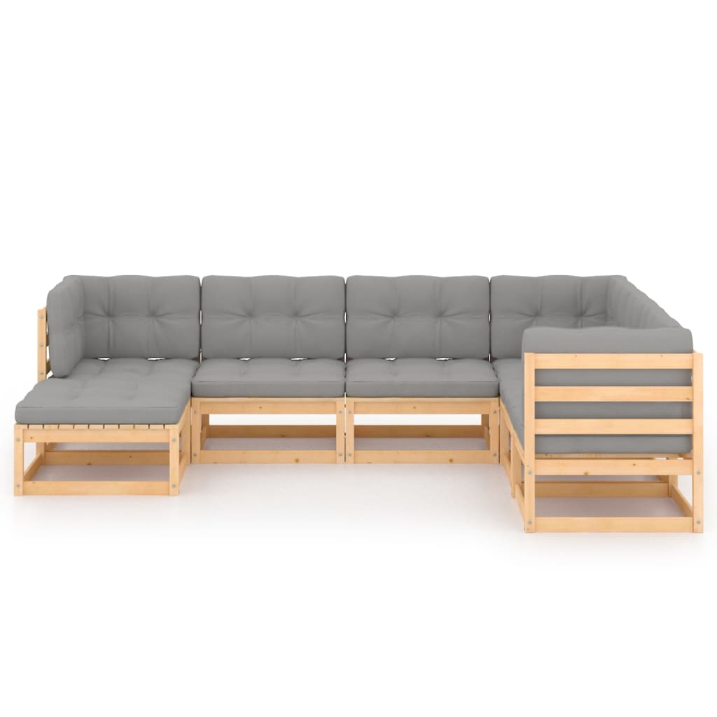 vidaXL 7-delige Loungeset met kussens massief grenenhout afbeelding
