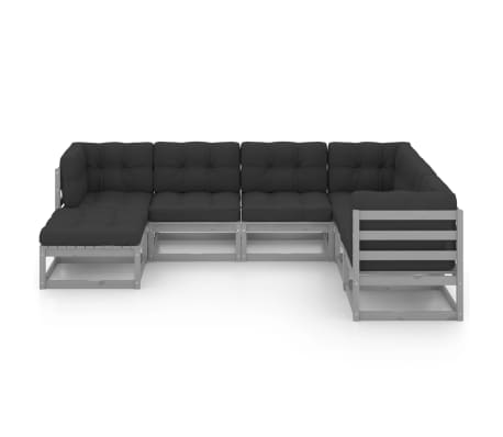vidaXL 7-tlg. Garten-Lounge-Set mit Kissen Massivholz Kiefer