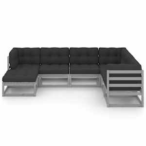 vidaXL 7-tlg. Garten-Lounge-Set mit Kissen Massivholz Kiefer