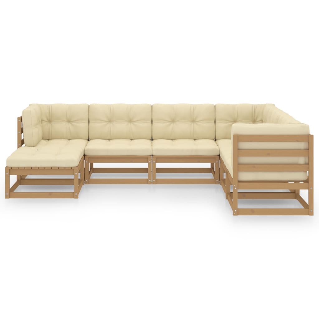 

vidaXL 7-delige Loungeset met kussens massief grenenhout