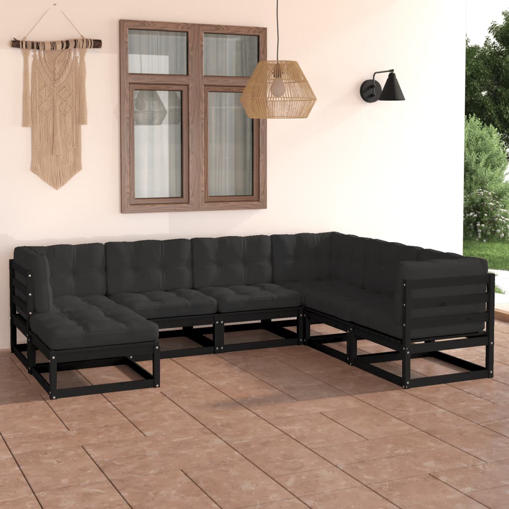 vidaXL 7-tlg. Garten-Lounge-Set mit Kissen Massivholz Kiefer