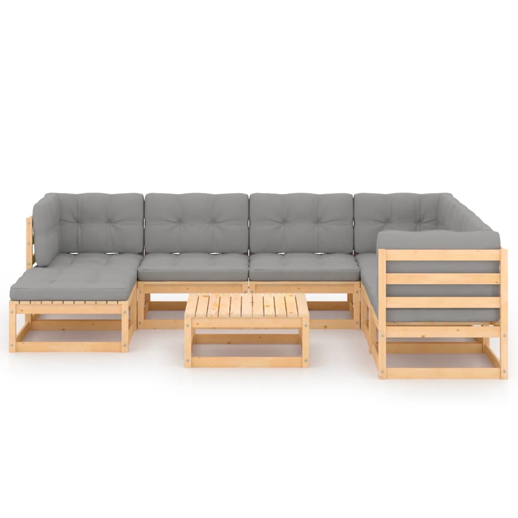 

vidaXL 8-delige Loungeset met kussens massief grenenhout