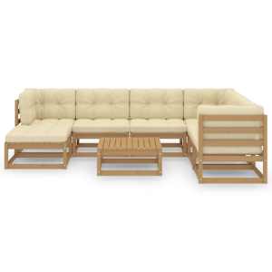 vidaXL Sodo komplektas su pagalvėlėmis, 8 dalių, pu&scaron;ies masyvas