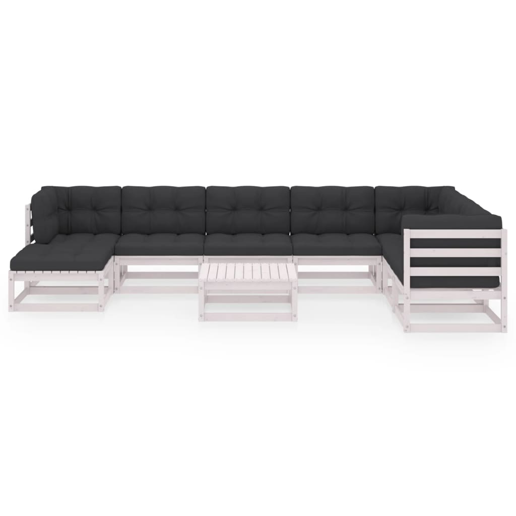 

vidaXL 9-delige Loungeset met kussens massief grenenhout