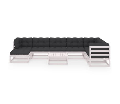 vidaXL 9-delige Loungeset met kussens massief grenenhout