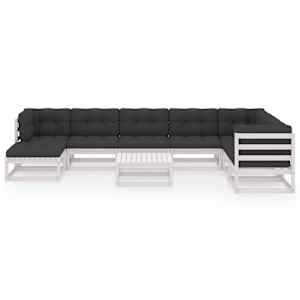 vidaXL 9-delige Loungeset met kussens massief grenenhout