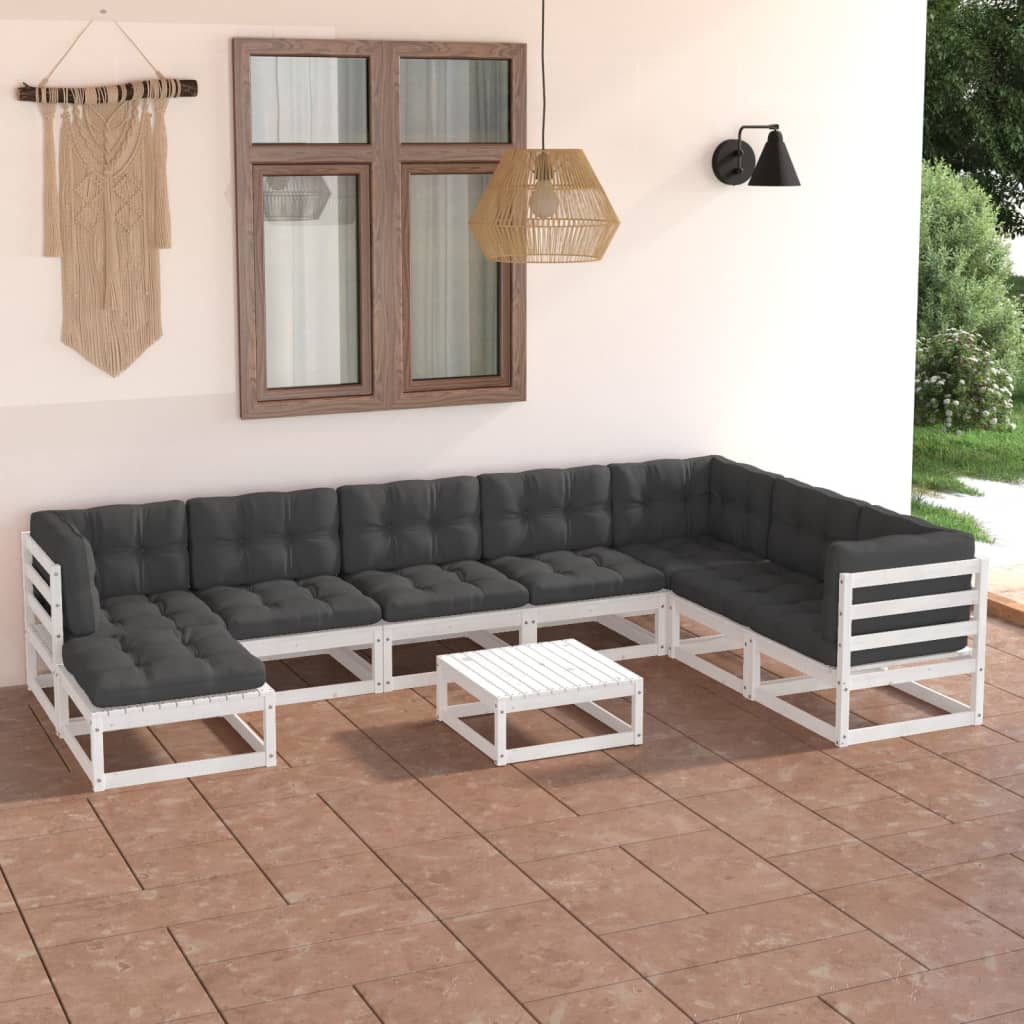 vidaXL 9-tlg. Garten-Lounge-Set mit Kissen Massivholz Kiefer