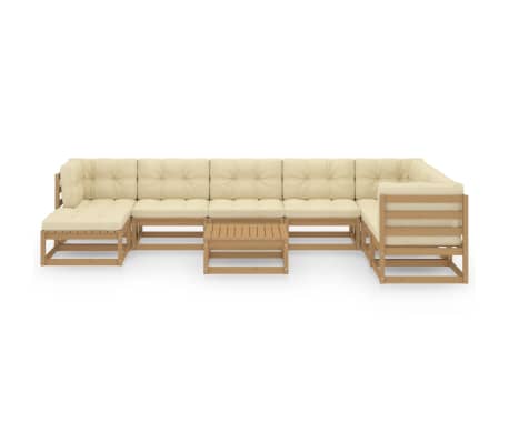 vidaXL Sodo komplektas su pagalvėlėmis, 9 dalių, pu&scaron;ies masyvas