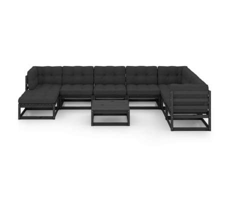 vidaXL lounges&aelig;t til haven 9 dele med hynder massivt fyrretr&aelig;