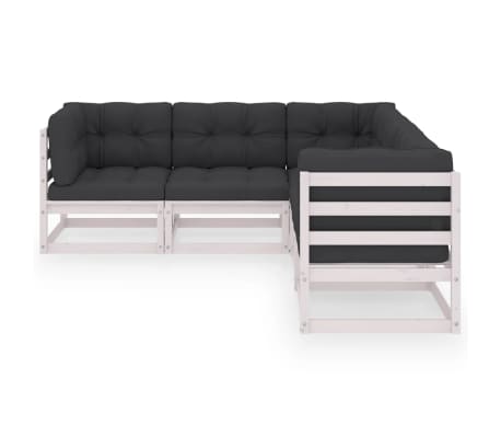 vidaXL 5-tlg. Garten-Lounge-Set mit Kissen Massivholz Kiefer