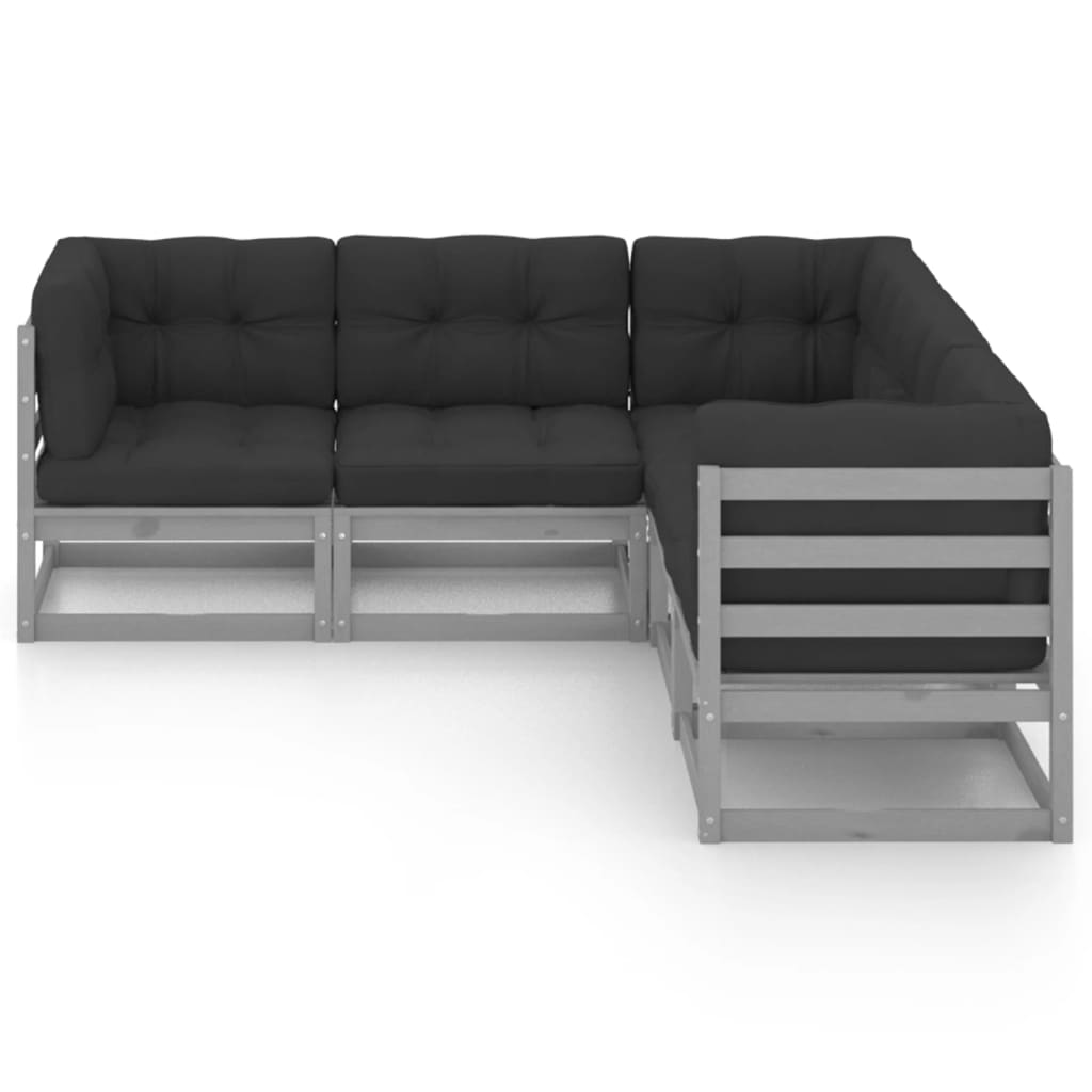 

vidaXL 5-delige Loungeset met kussens massief grenenhout