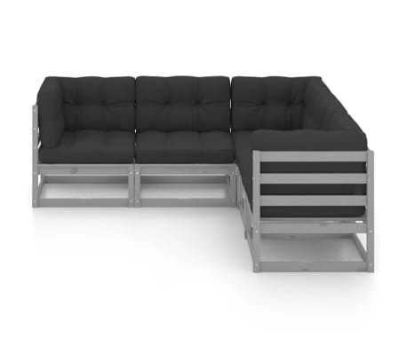 vidaXL 5-tlg. Garten-Lounge-Set mit Kissen Massivholz Kiefer