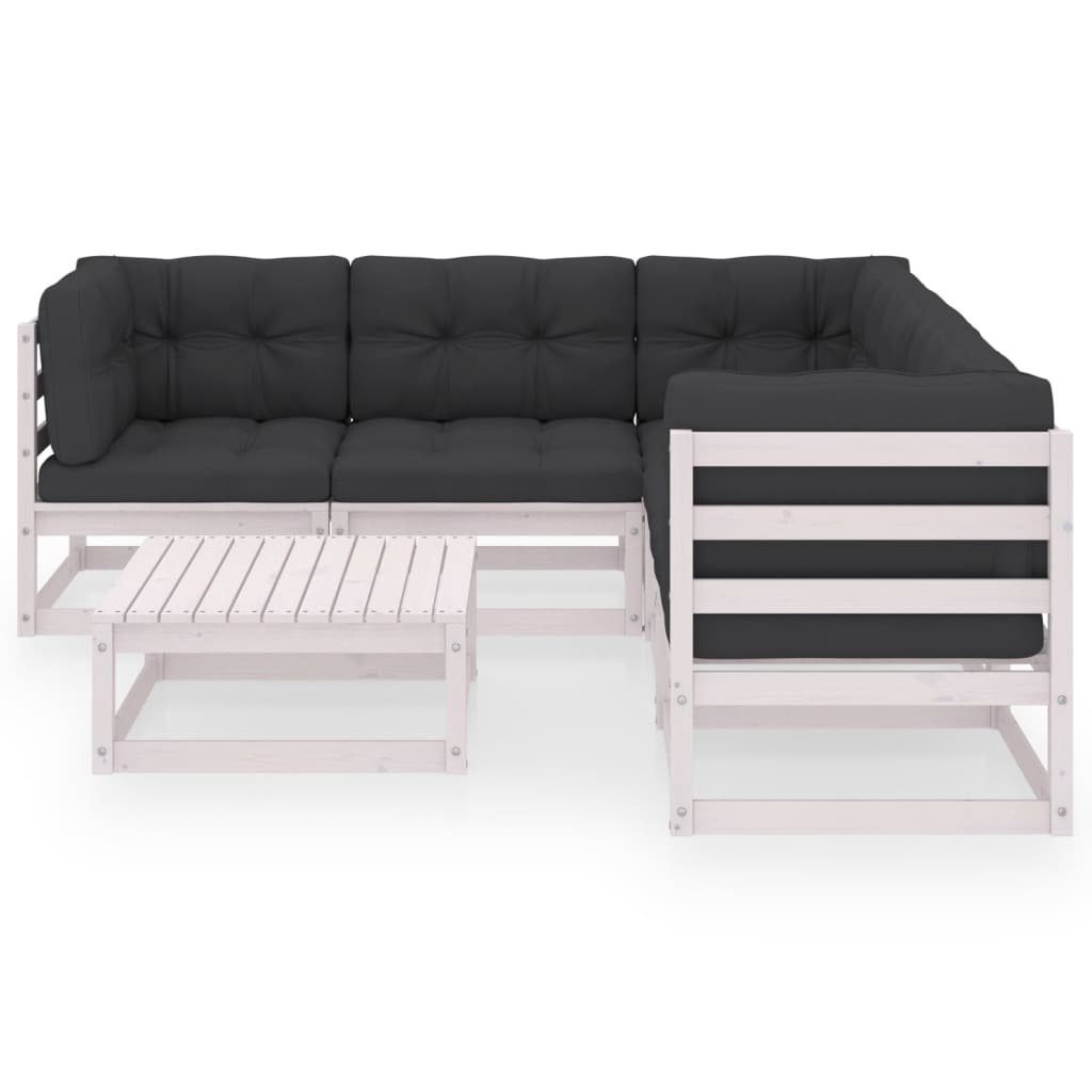 

vidaXL 6-delige Loungeset met kussens massief grenenhout