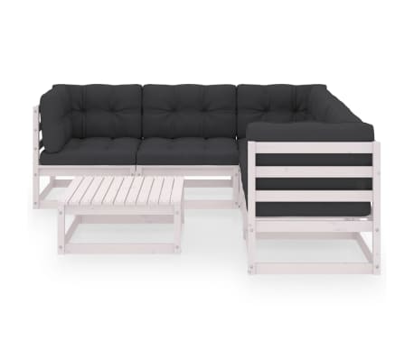 vidaXL 6-tlg. Garten-Lounge-Set mit Kissen Massivholz Kiefer