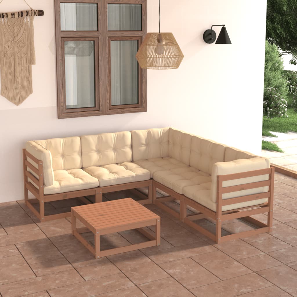 vidaXL 6-tlg. Garten-Lounge-Set mit Kissen Massivholz Kiefer