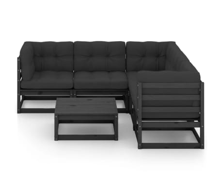 vidaXL Salon de jardin 6 pcs avec coussins Bois de pin massif