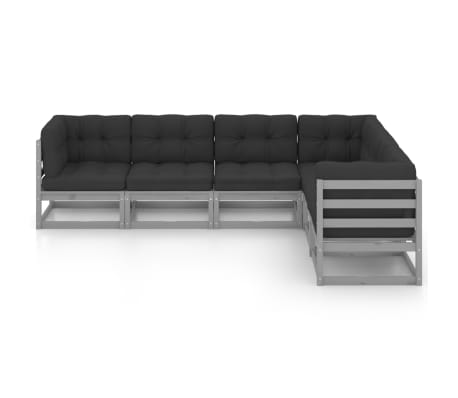 vidaXL 6-tlg. Garten-Lounge-Set mit Kissen Massivholz Kiefer
