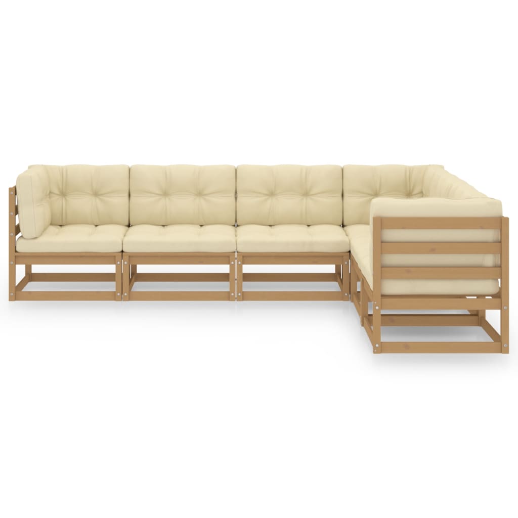 

vidaXL 6-delige Loungeset met kussens massief grenenhout