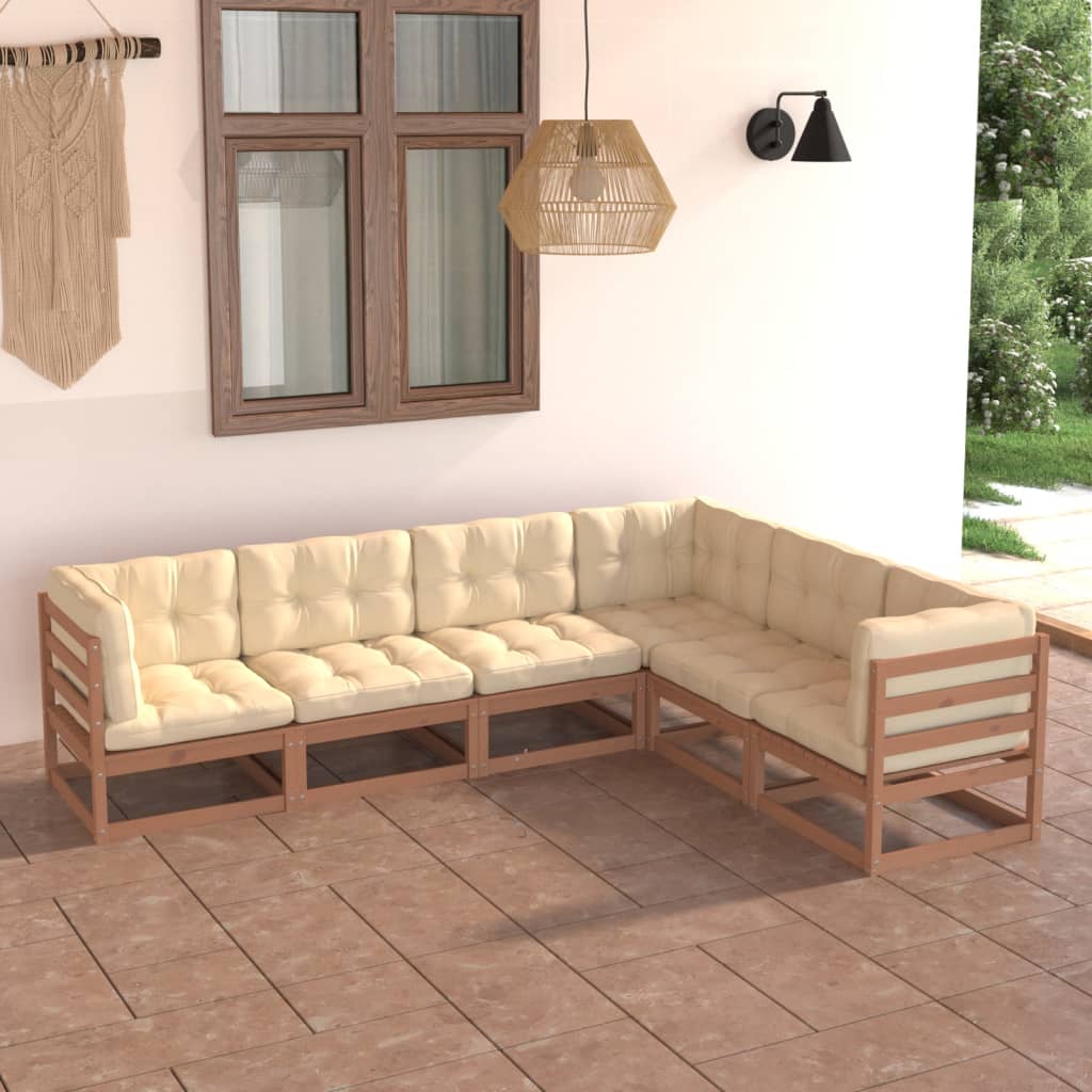 vidaXL 6-tlg. Garten-Lounge-Set mit Kissen Massivholz Kiefer