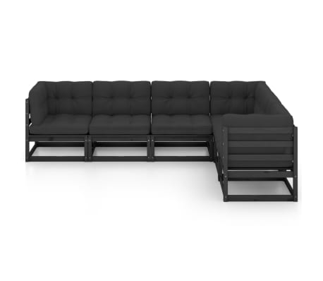 vidaXL 6 Parta Garðsófasett með Sessum Gegnheil Fura