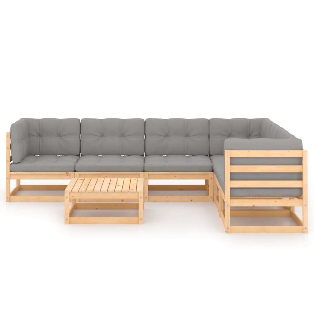 

vidaXL 7-delige Loungeset met kussens massief grenenhout
