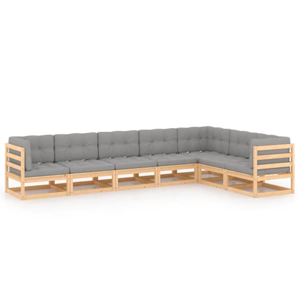 vidaXL 7-osaline aiadiivanikomplekt patjadega, m&auml;nnipuit