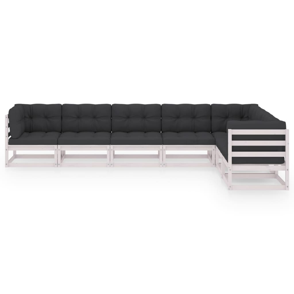 

vidaXL 7-delige Loungeset met kussens massief grenenhout wit