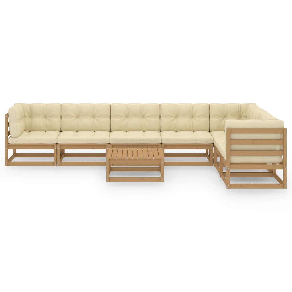 

vidaXL 8-delige Loungeset met kussens massief grenenhout honingbruin