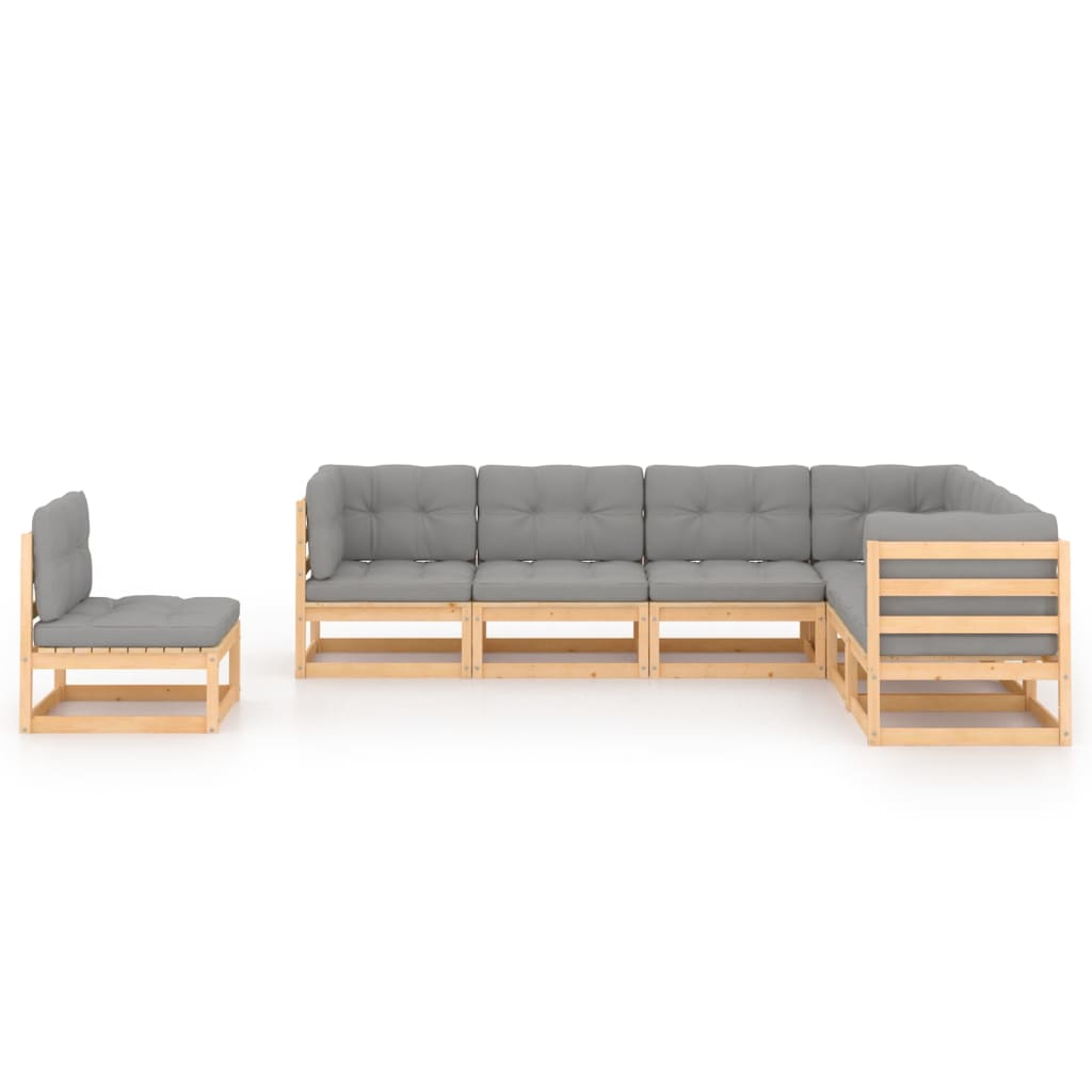 

vidaXL 7-delige Loungeset met kussens massief grenenhout