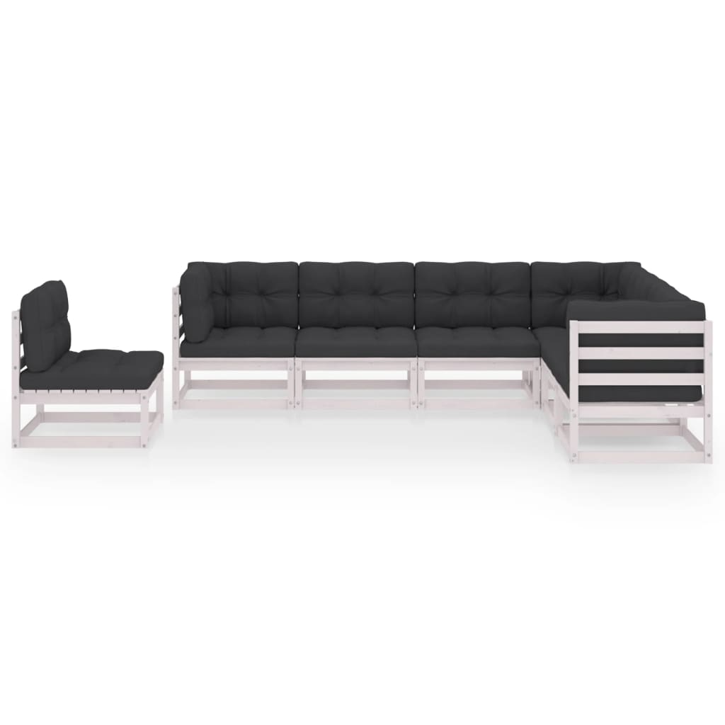 vidaXL 7-delige Loungeset met kussens massief grenenhout wit afbeelding