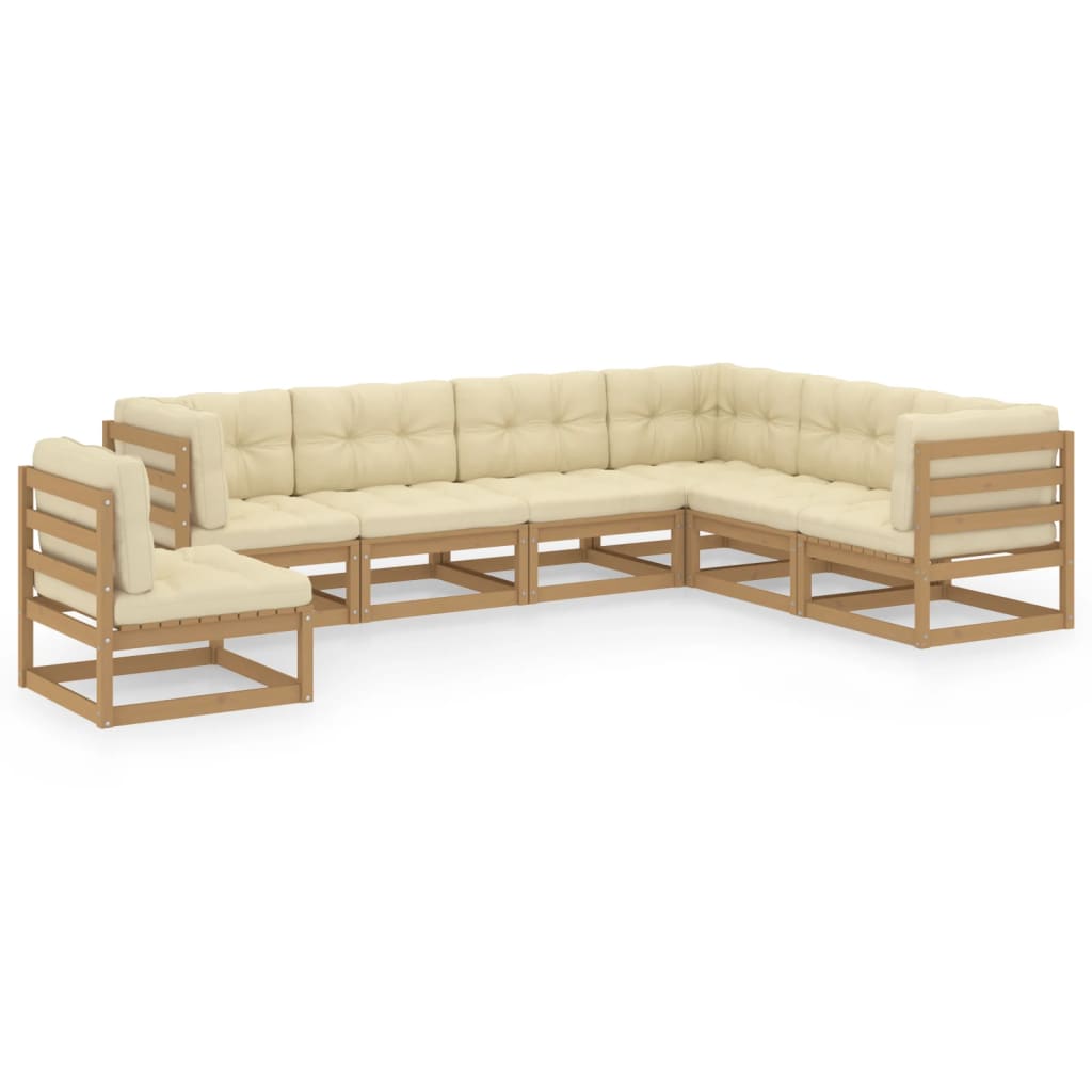 vidaXL 7-tlg Garten-Lounge-Set mit Kissen Honigbraun Massivholz Kiefer