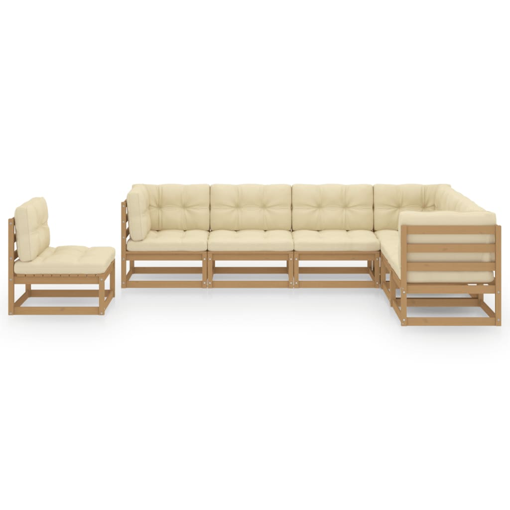

vidaXL 7-delige Loungeset met kussens massief grenenhout honingbruin