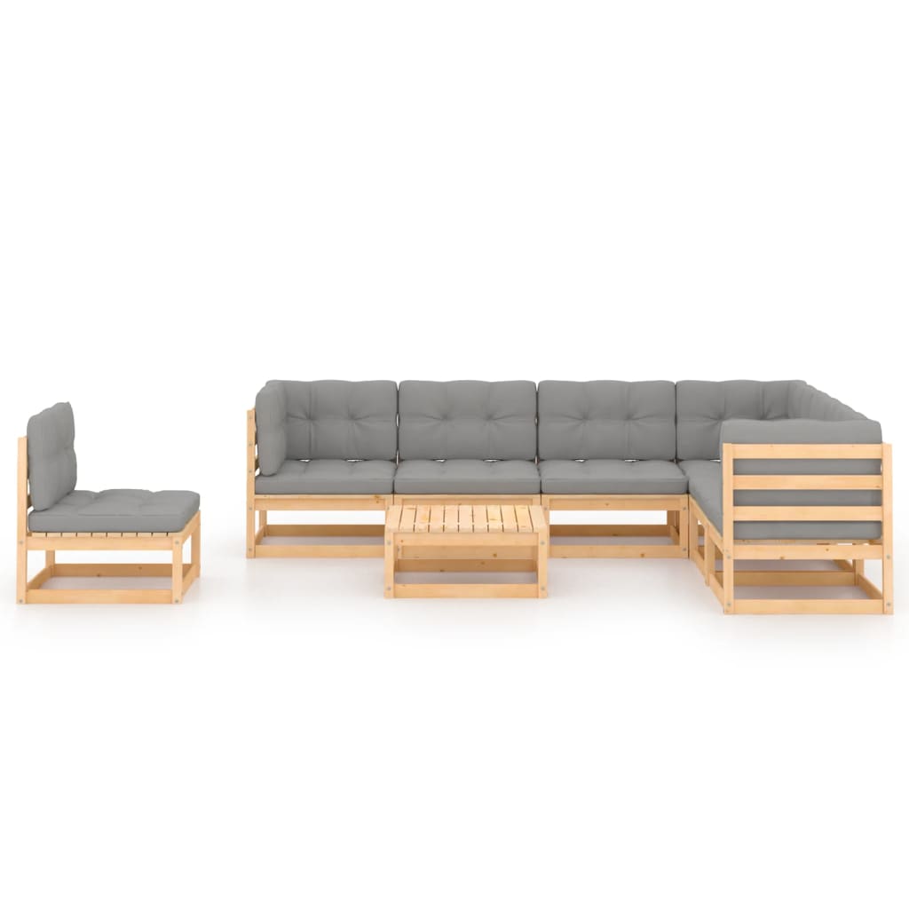 

vidaXL 8-delige Loungeset met kussens massief grenenhout