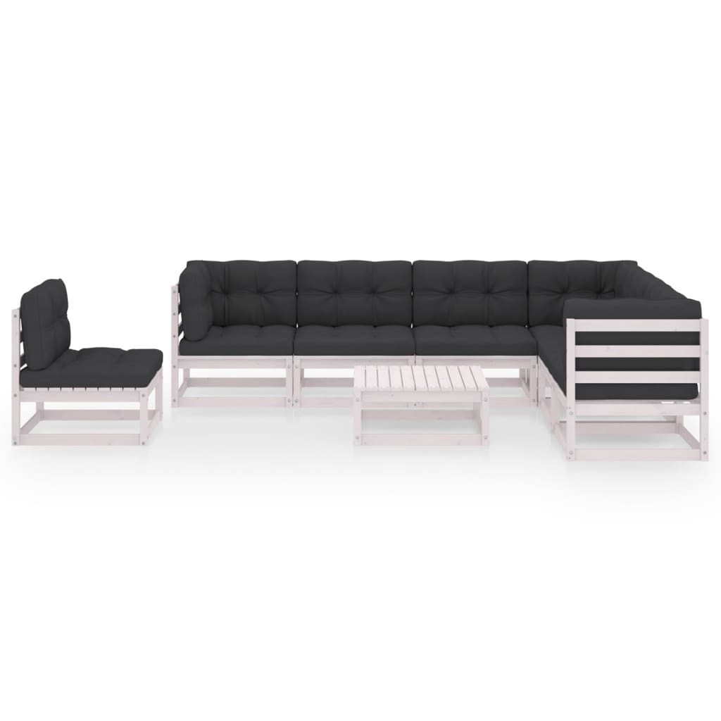 

vidaXL 8-delige Loungeset met kussens massief grenenhout wit