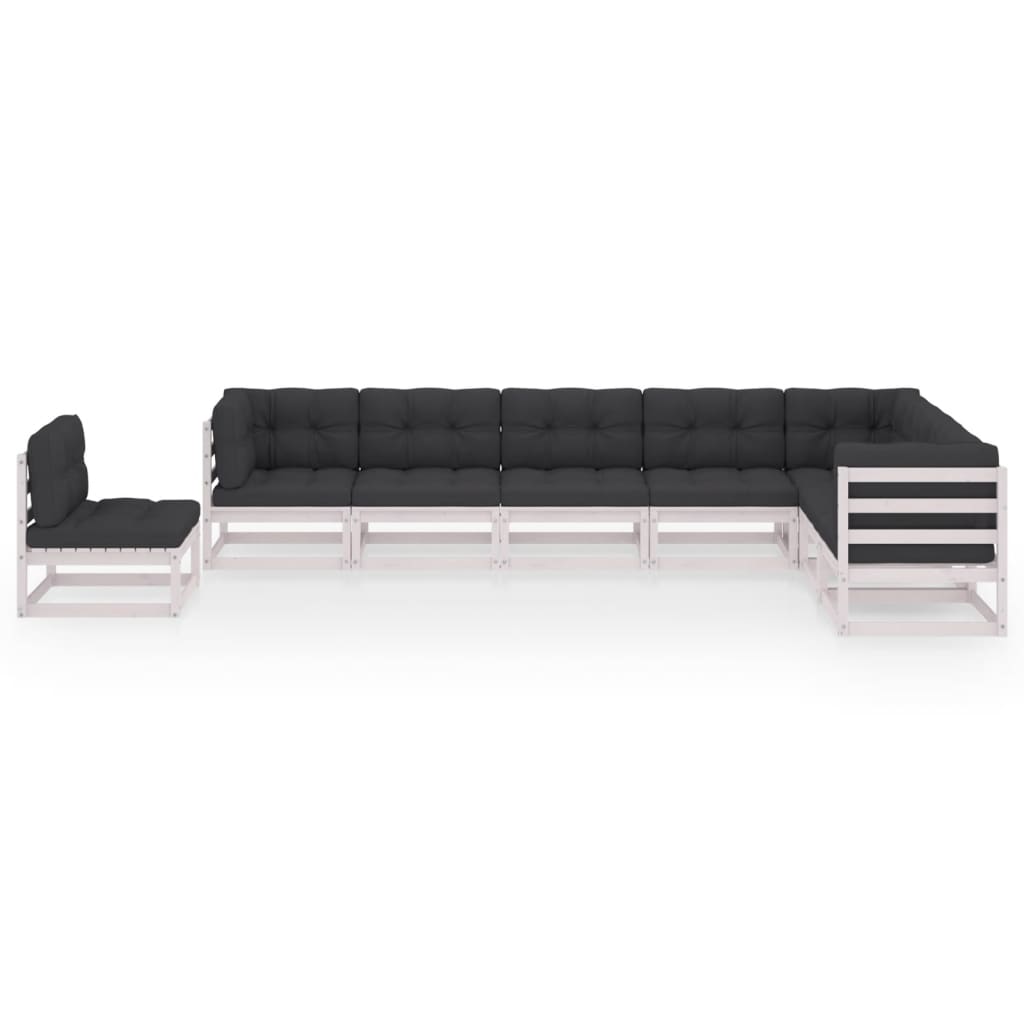 vidaXL 8-delige Loungeset met kussens massief grenenhout wit afbeelding