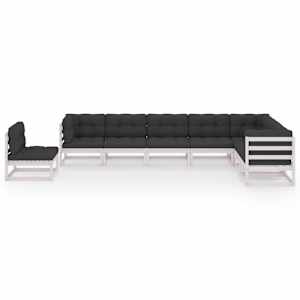 vidaXL Garden Lounge Set White (sofa), Anthracite (cushions)