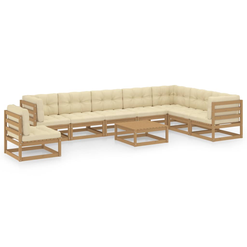 vidaXL 9-tlg Garten-Lounge-Set mit Kissen Honigbraun Massivholz Kiefer