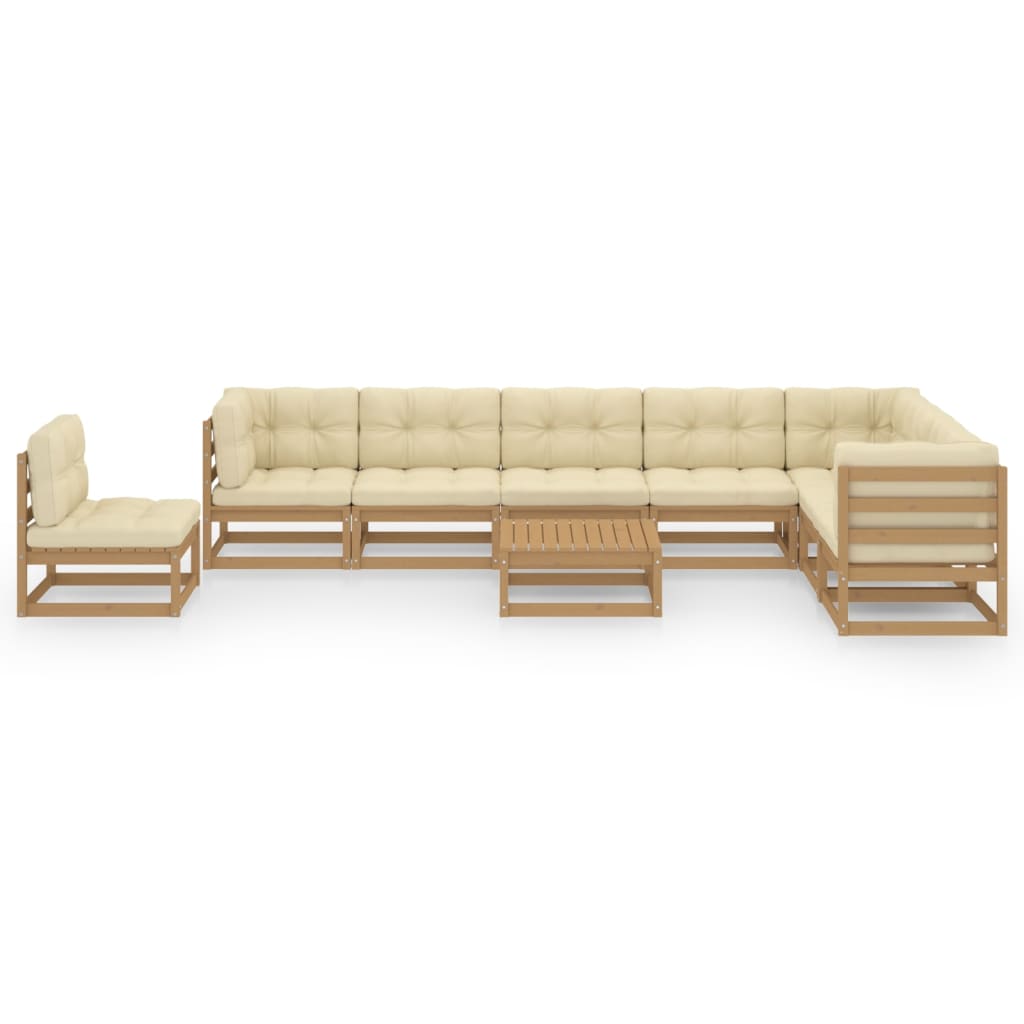 

vidaXL 9-delige Loungeset met kussens massief grenenhout honingbruin
