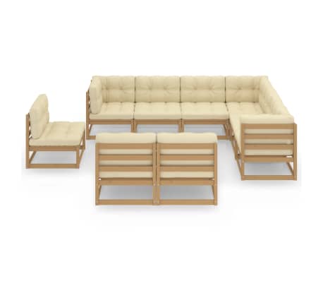vidaXL Garden Lounge Set Honey Brown Solid pinewood, fabric (100% polyester)